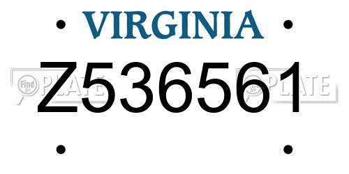 Z536561 Virginia License Plate