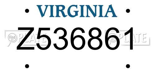 Z536861 Virginia License Plate