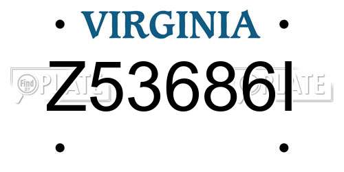 Z53686I Virginia License Plate