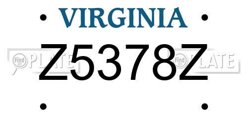 Z5378Z Virginia License Plate
