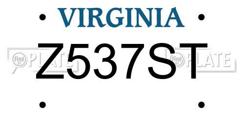 Z537ST Virginia License Plate