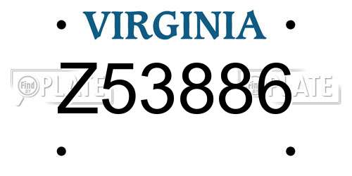 Z53886 Virginia License Plate