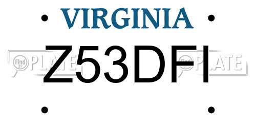 Z53DFI Virginia License Plate