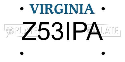 Z53IPA Virginia License Plate