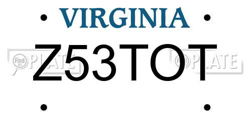 Z53TOT Virginia License Plate
