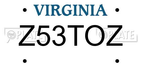 Z53TOZ Virginia License Plate