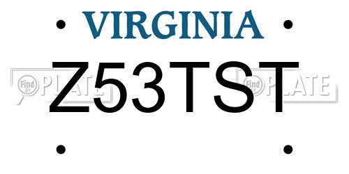 Z53TST Virginia License Plate