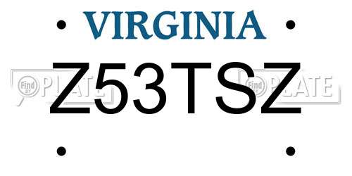 Z53TSZ Virginia License Plate