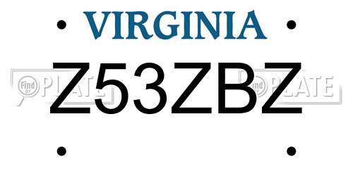 Z53ZBZ Virginia License Plate