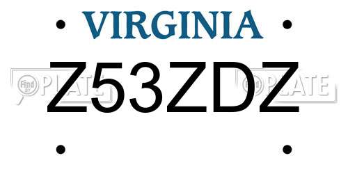 Z53ZDZ Virginia License Plate