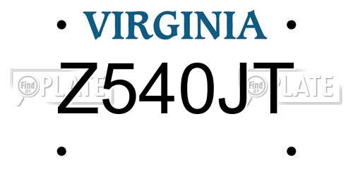Z540JT Virginia License Plate