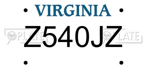 Z540JZ Virginia License Plate