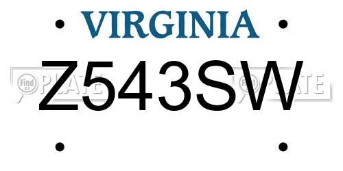 Z543SW Virginia License Plate