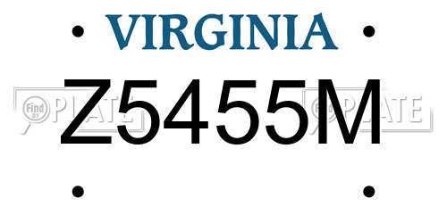 Z5455M Virginia License Plate