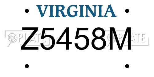 Z5458M Virginia License Plate