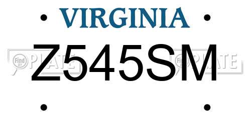 Z545SM Virginia License Plate