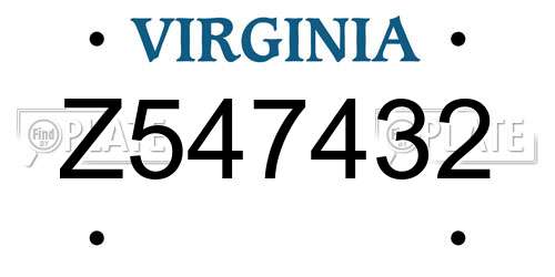 Z547432 Virginia License Plate