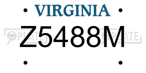 Z5488M Virginia License Plate