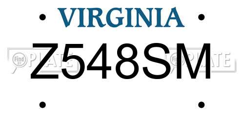 Z548SM Virginia License Plate