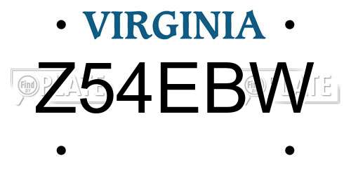 Z54EBW Virginia License Plate