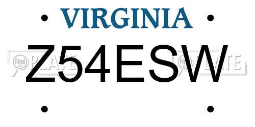 Z54ESW Virginia License Plate