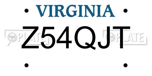 Z54QJT Virginia License Plate