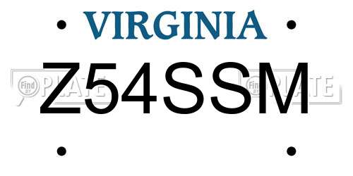 Z54SSM Virginia License Plate