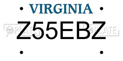 Z55EBZ Virginia License Plate