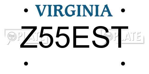 Z55EST Virginia License Plate
