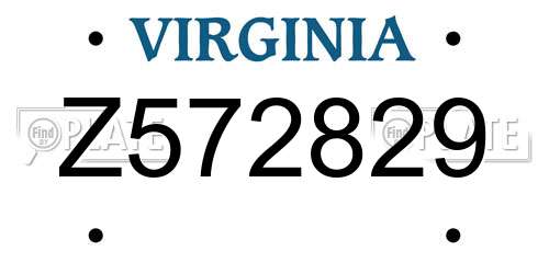 Z572829 Virginia License Plate