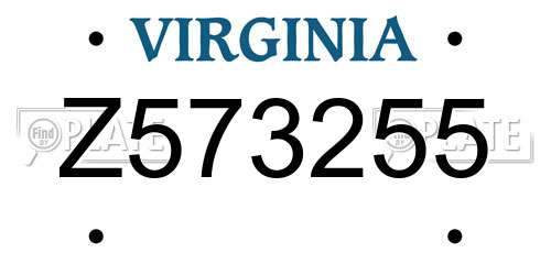 Z573255 Virginia License Plate