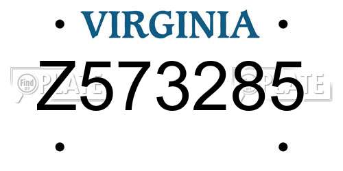 Z573285 Virginia License Plate