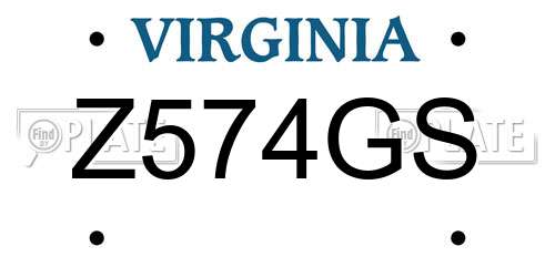 Z574GS Virginia License Plate