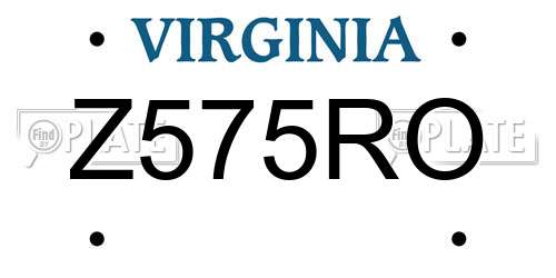 Z575RO Virginia License Plate