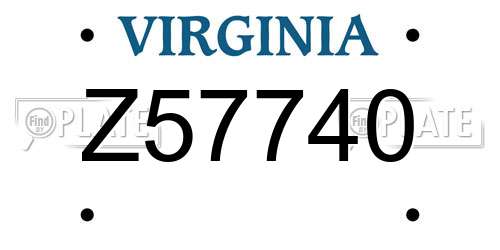 Z57740 Virginia License Plate