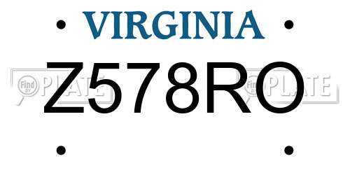 Z578RO Virginia License Plate