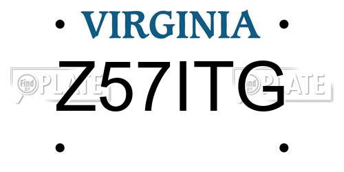 Z57ITG Virginia License Plate