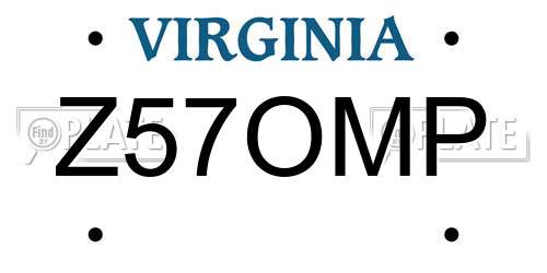 Z57OMP Virginia License Plate