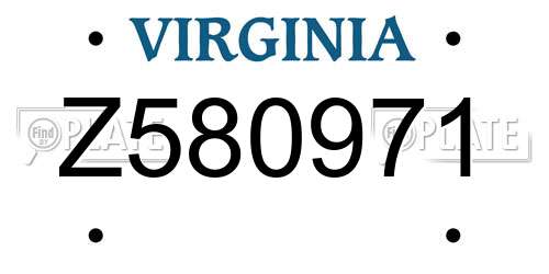 Z580971 Virginia License Plate