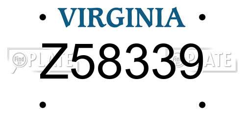 Z58339 Virginia License Plate
