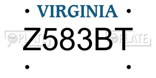 Z583BT Virginia License Plate