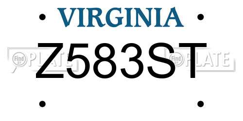 Z583ST Virginia License Plate