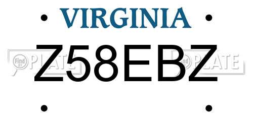 Z58EBZ Virginia License Plate