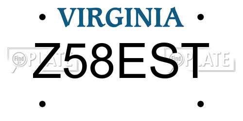 Z58EST Virginia License Plate