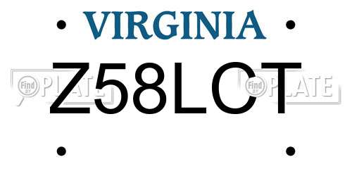 Z58LCT Virginia License Plate