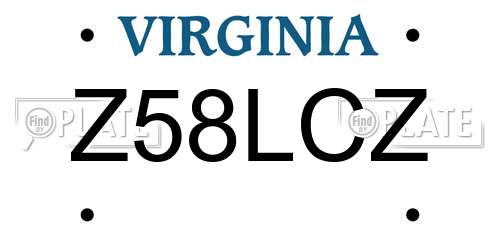 Z58LCZ Virginia License Plate