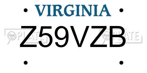 Z59VZB Virginia License Plate
