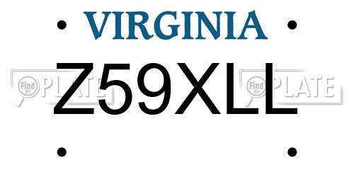 Z59XLL Virginia License Plate