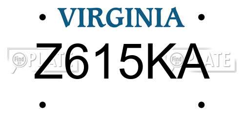 Z615KA Virginia License Plate