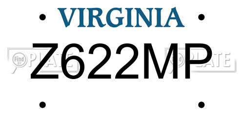 Z622MP Virginia License Plate